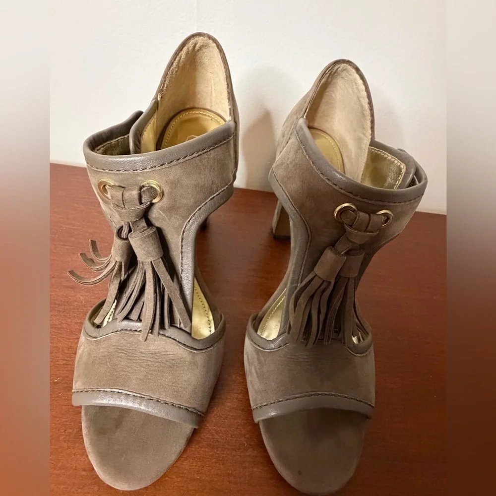 COACH Tristan Taupe SuedeTassel Heels